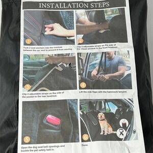SHRUFFY Dog Car Seat Cover Hammock for Cars Trucks SUVs Waterproof Black New